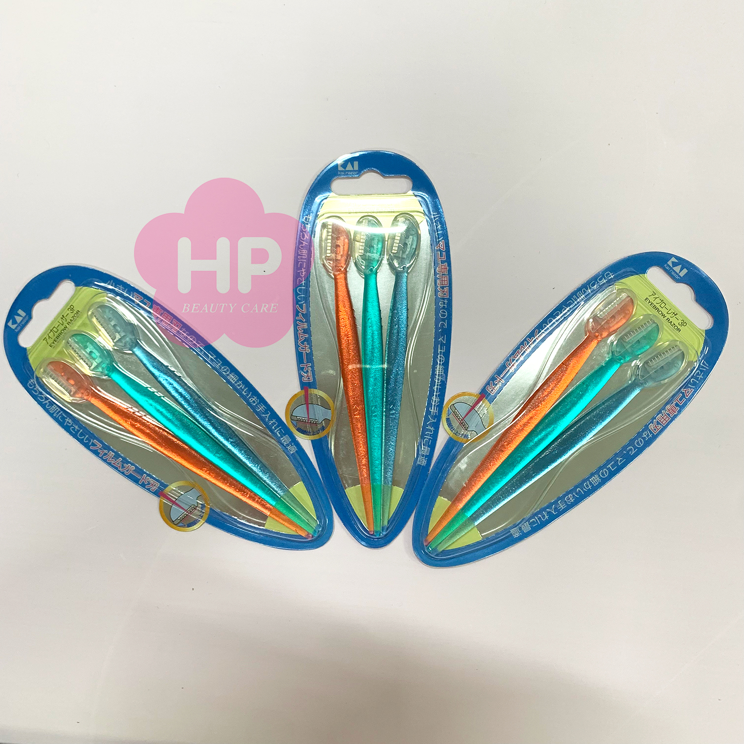 Dao Cạo Lông Mày Cán Dài Dành Cho Nữ Kai Eyebrow Razor EBR-3P (Set 3 Cây) - 08757