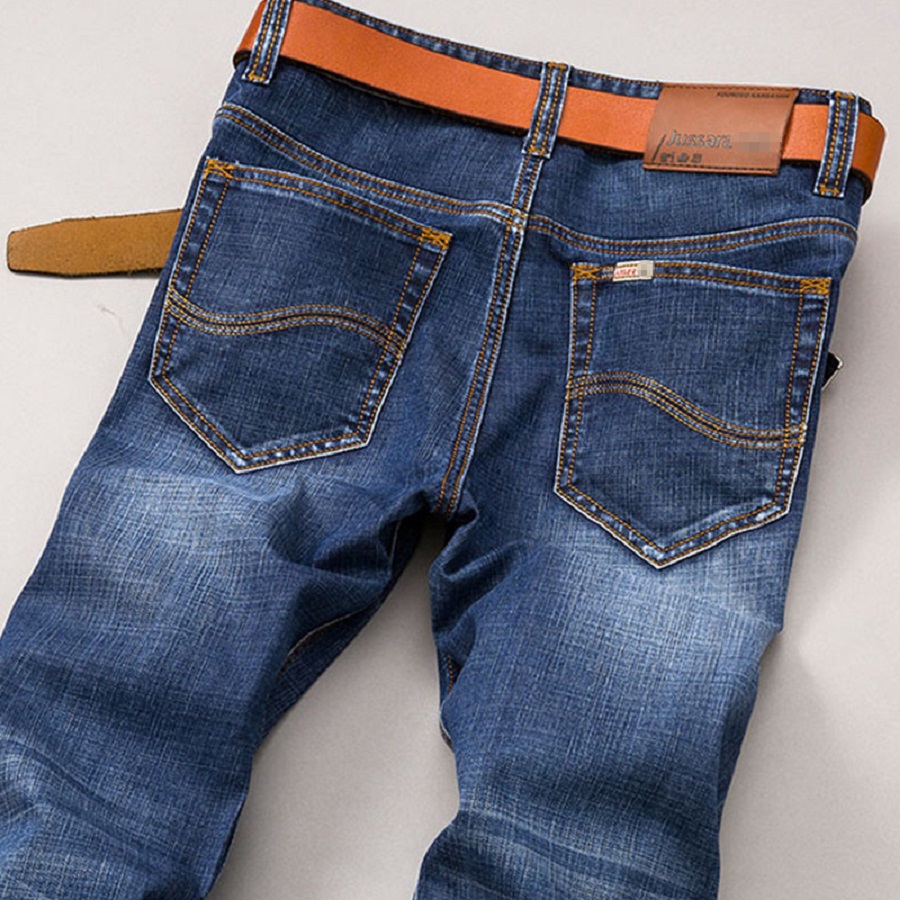 Quần Jeans Nam 2019 Ống Suông Co Giãn Tốt Túi Chéo Phong Cách Doanh Nhân