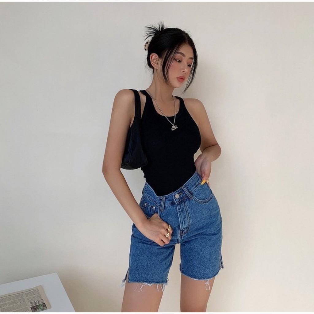 Quần short đùi jean lưng cao form ullzang - phong cách chất