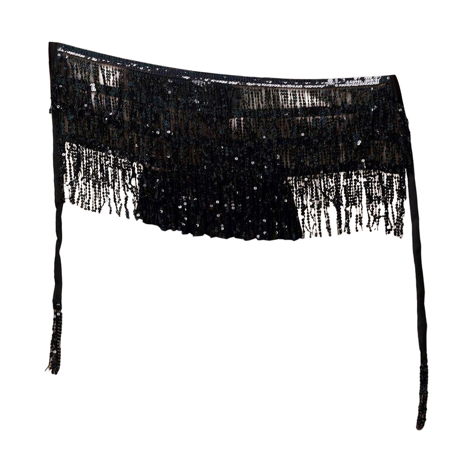 Bohemian Belly Dance Skirt Waist Chain Sequined Tassel Sequins Fringe Costume for Party