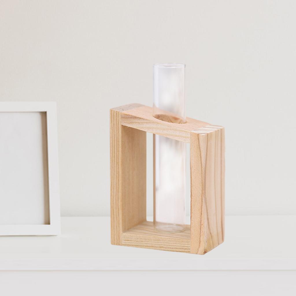 Tabletop Planter Flower Bud Vase Desktop Glass Terrarium Wooden Stand Test Tube Vase for Propagating Hydroponic Plants Home Garden Wedding Decoration
