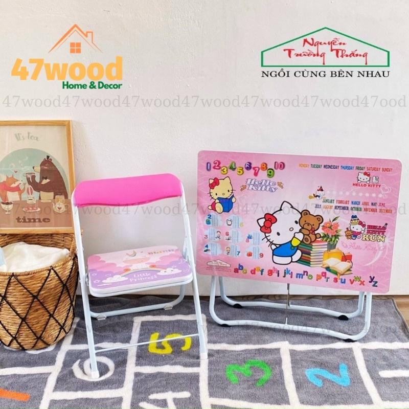 Bộ bàn ghế trẻ em xếp gọn phù hợp bé 3 - 10 tuổi 47wood