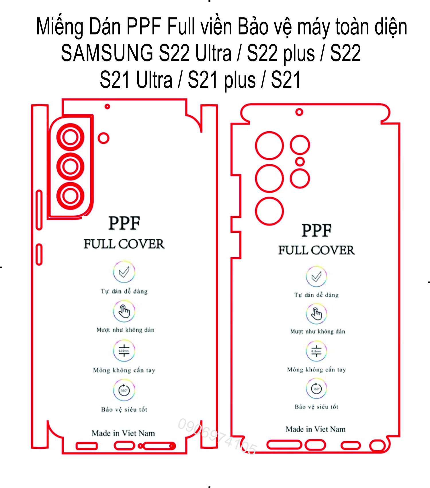 Miếng Dán PPF  trong suốt full viền dành cho SAMSUNG S22 Ultra / S220 plus / S22 / S21 Ultra / S21 plus/ S21, bảo vệ máy toàn diện