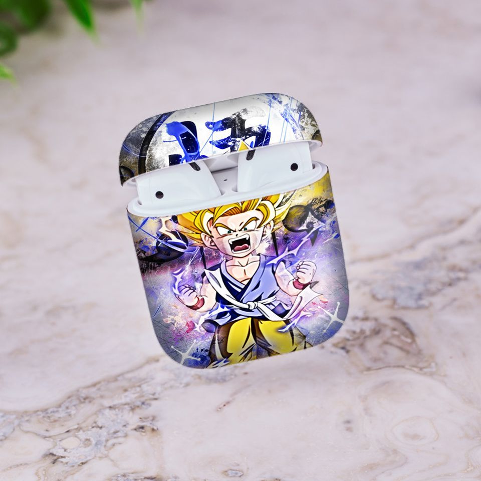 Miếng dán skin chống bẩn cho tai nghe AirPods in hình Dragon Ball - Goku 2 - 7vnr71 (bản không dây 1 và 2)