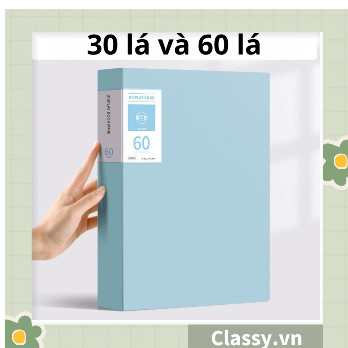 File lá A4 đựng tài liệu nhiều ngăn, Tệp đựng tài liệu 30 lá chất liệu PP cao cấp - bìa đựng giấy A4 Classy Basic PK1787