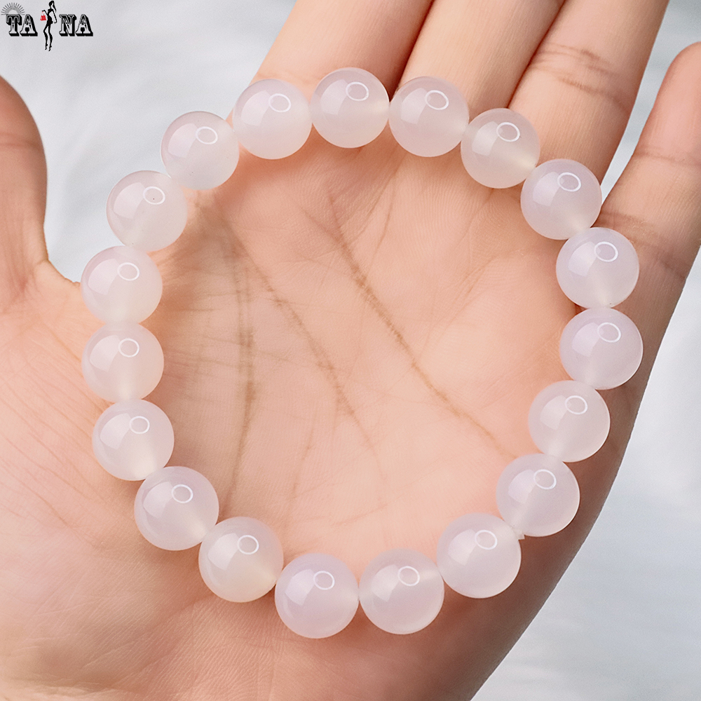 Vòng tay đá mã não trắng 10mm hợp mệnh Thủy, Kim