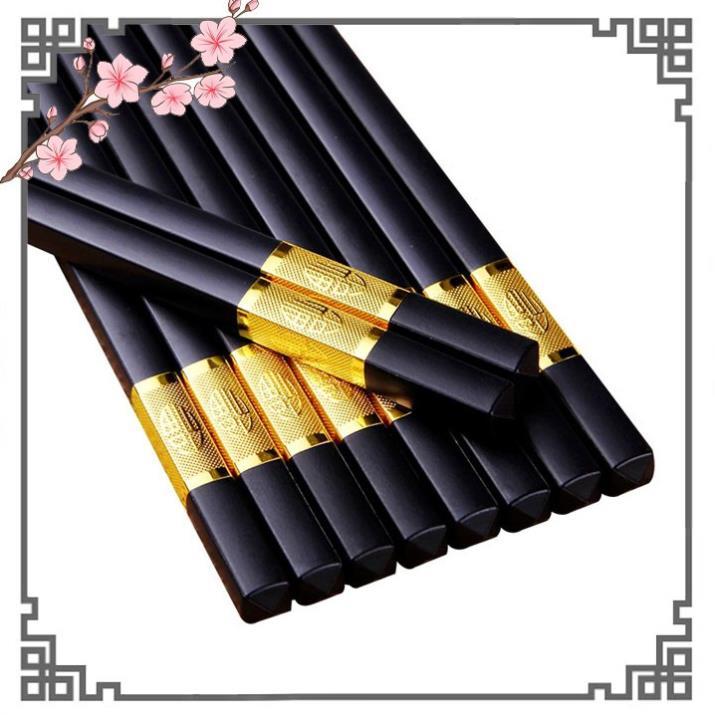 Hộp 10 Đôi Đũa Hàn Quốc Mạ Vàng Sang Trọng, Bền Đẹp