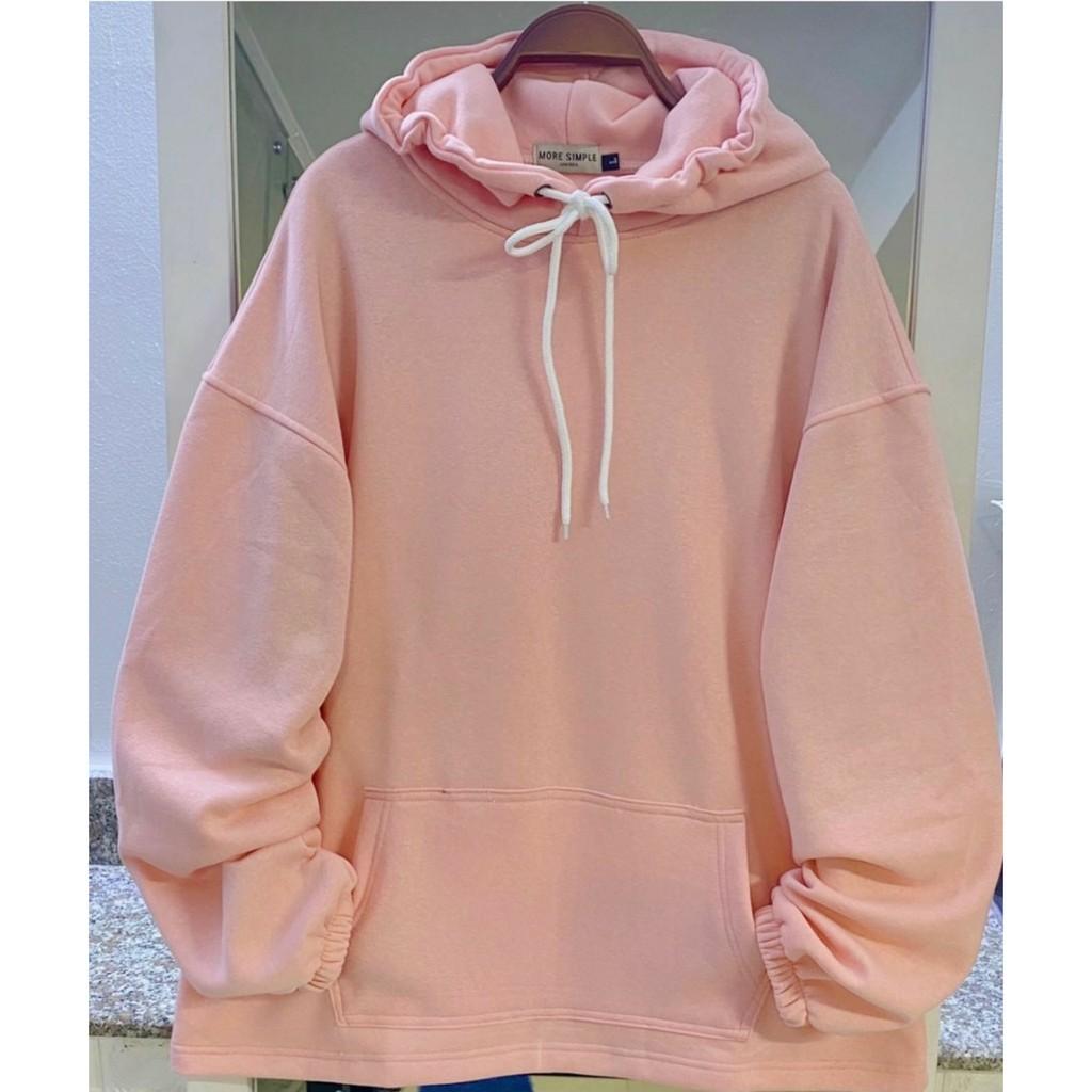 ÁO HOODIE NỈ BÔNG BASIC HỒNG PHẤN FORM RỘNG UNISEX