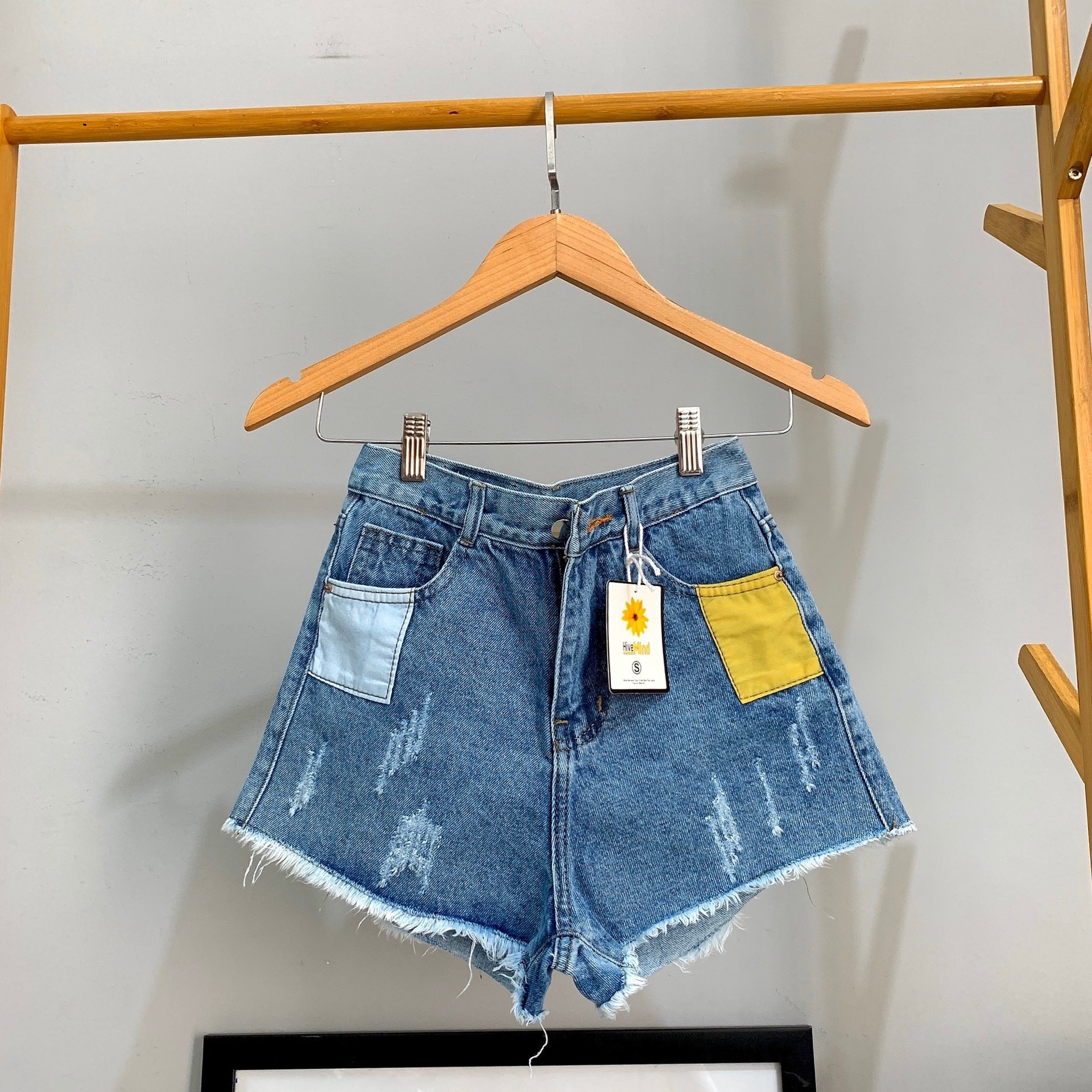 Quần short nữ lưng cao Julido S05 chất jean, một màu, ba kích thước thời trang trẻ trung