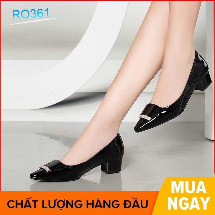 Giày búp bê nữ cao gót 2p RO361 ROSATA tại BCASHOP - màu đen