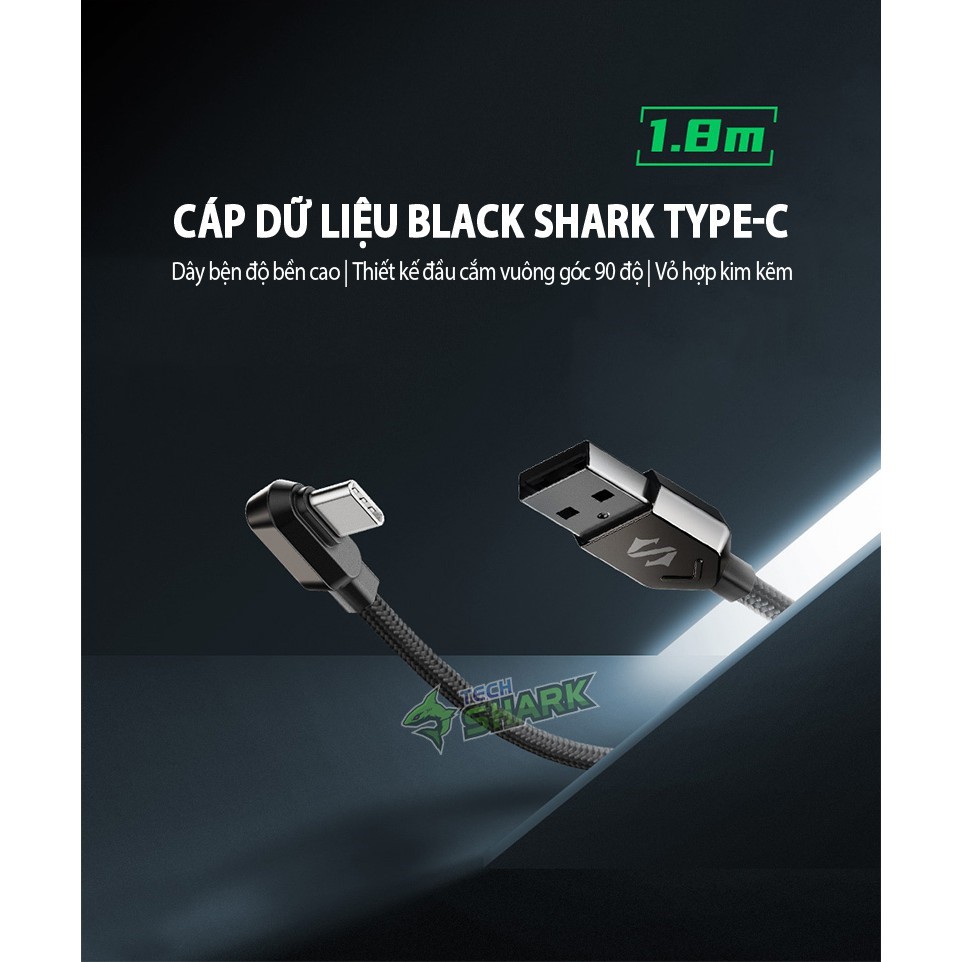 Cáp sạc nhanh truyền dữ liệu vuông góc USB-C Black Shark - HÀNG CHÍNH HÃNG