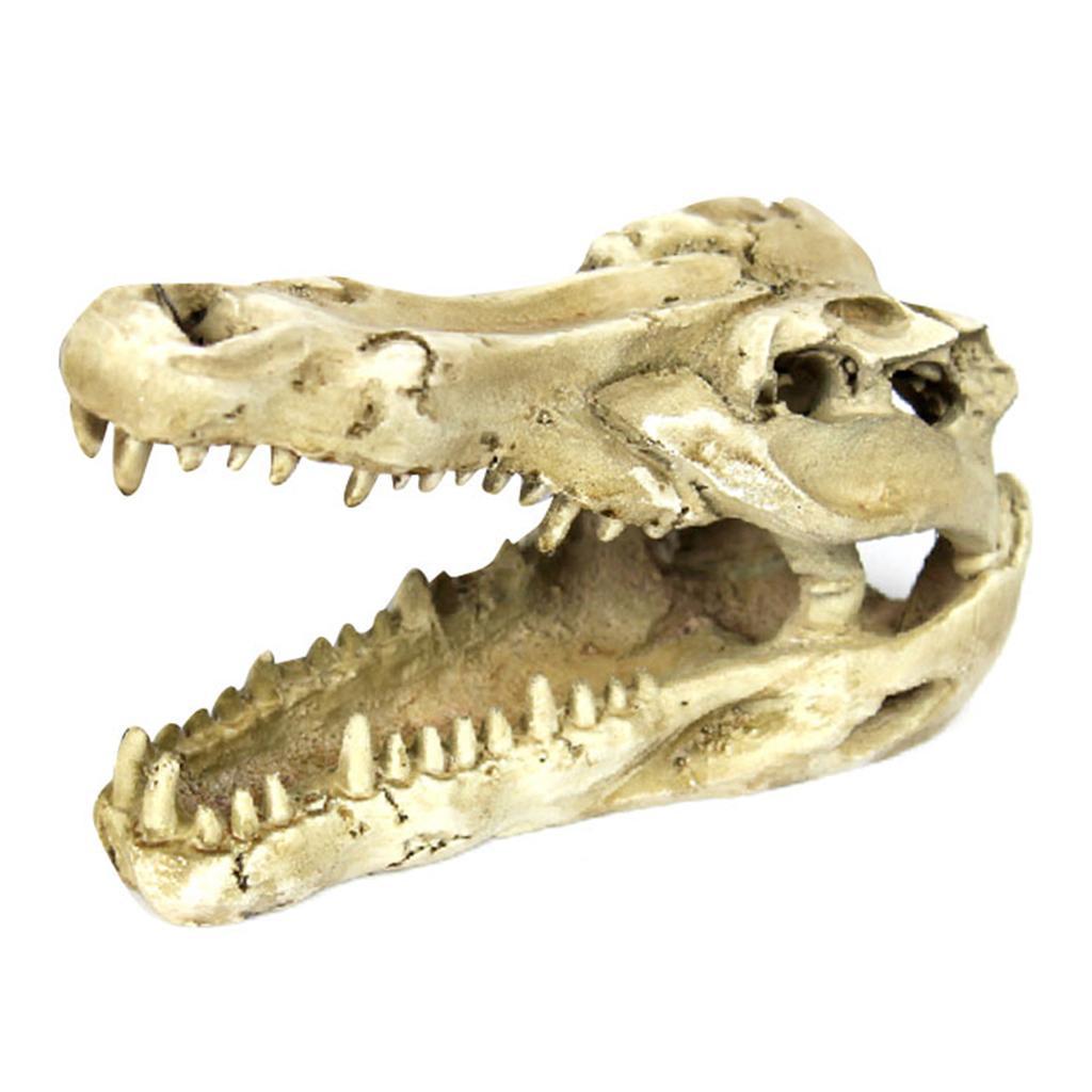 Reptile Terrarium Ornament Lizard Snake Cave Crocodile Skull  Tank Decor