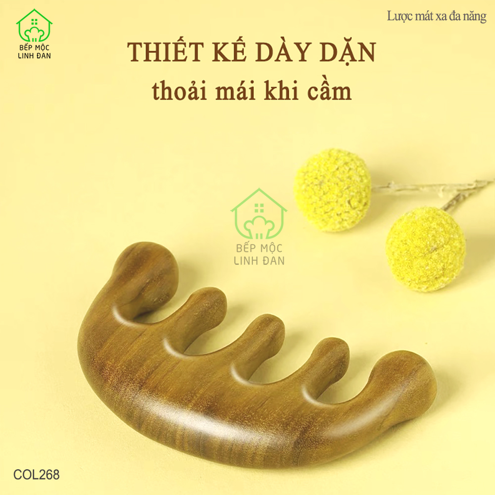 Lược Gỗ Thơm Răng Thưa Độc Đáo Chuyên Dụng Mát Xa Dưỡng Sinh