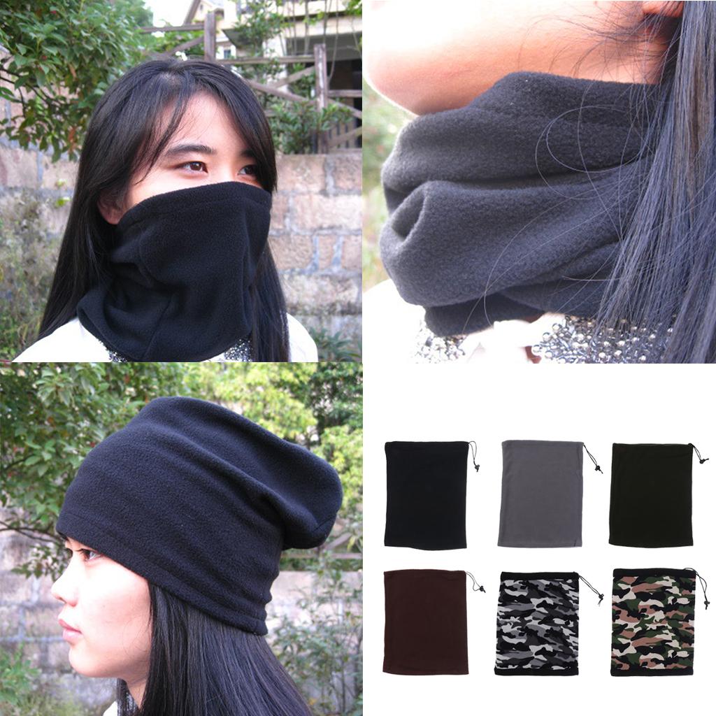 3 in 1 Snood Fleece Scarf Balaclava Neck Warmer Mask Beanie Hat Black