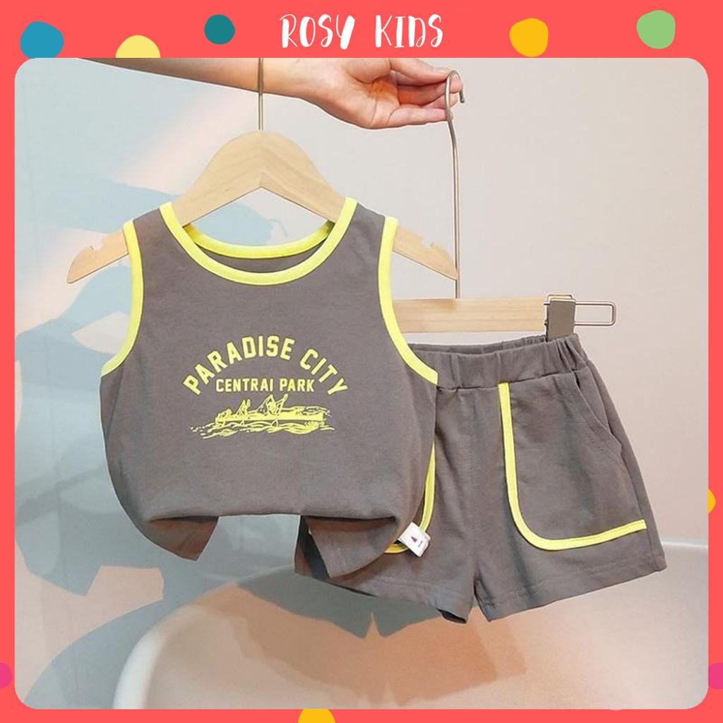 Bộ ba lỗ CITY cho bé trai, Bộ sát nách bé trai chất cotton cao cấp mềm mát cho bé từ 7-28kg - ROSY KIDS