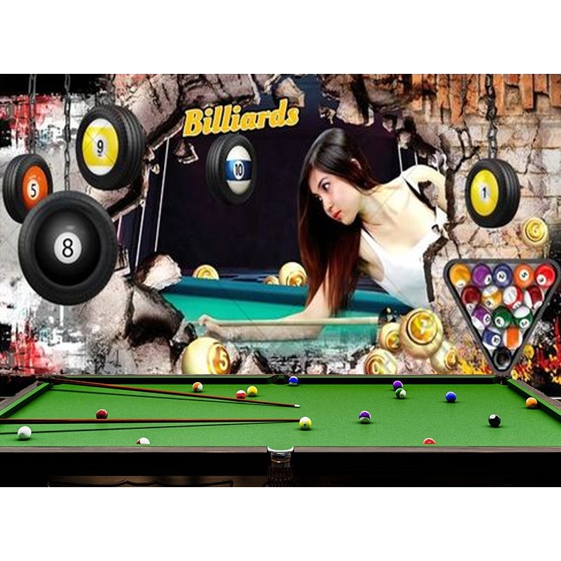 TRANH DÁN TƯỜNG TRANG TRÍ  TIỆM BIDA BILLARDS 2(có làm theo kích thước yêu cầu)