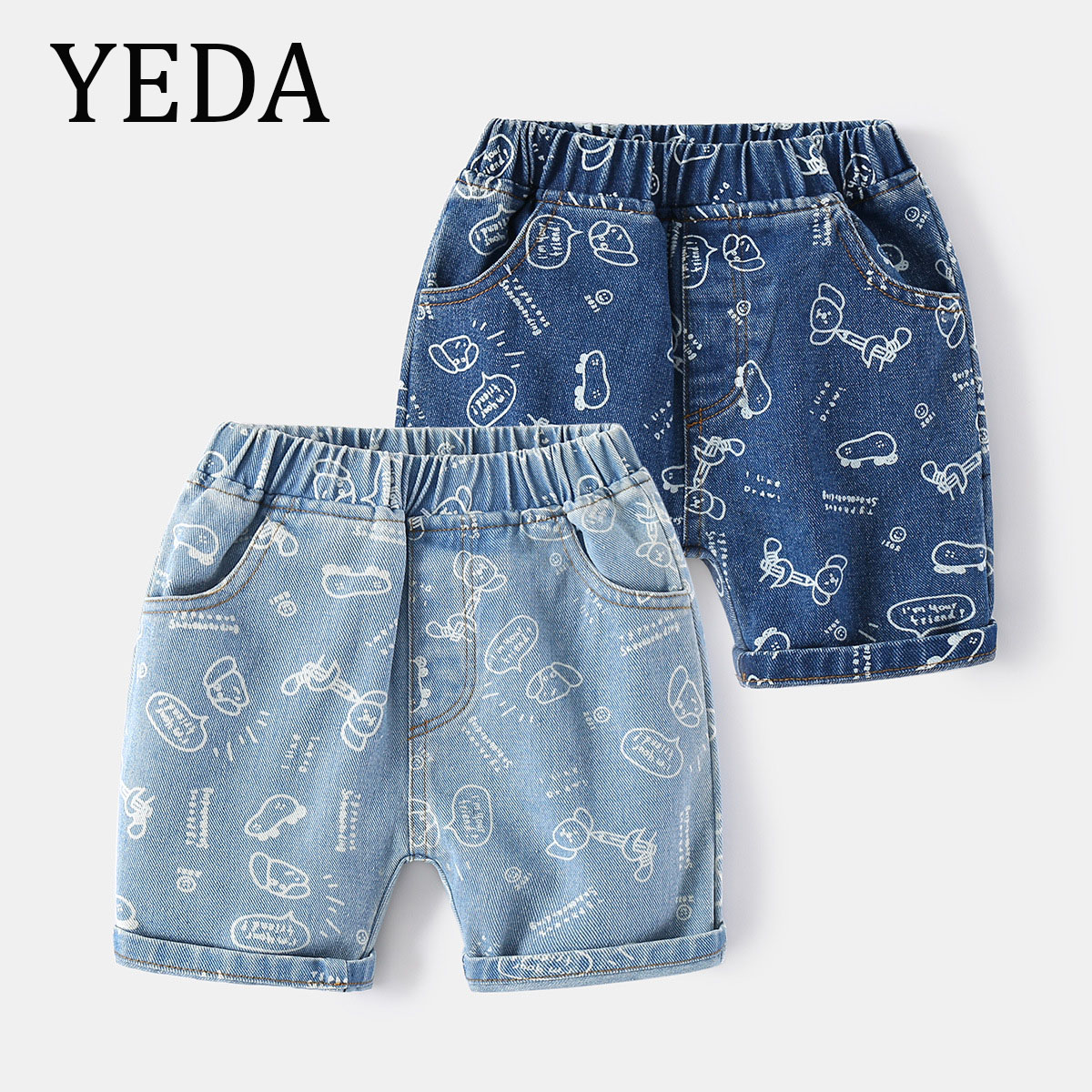 Quần Jean đùi in Họa Tiết Dễ Thương Dành Cho Bé - Mã QU.SHORT.JEAN