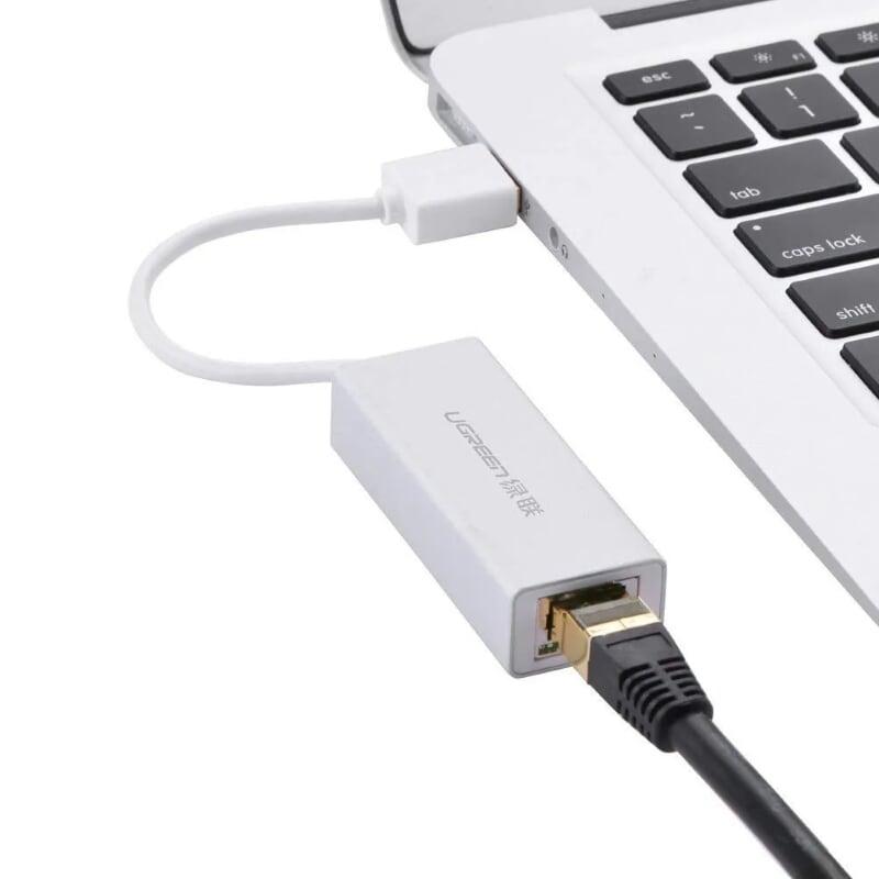 Ugreen UG2025720257TK 15CM màu Bạc Cáp chuyển đổi USB 2.0 sang cổng LAN RJ45 tốc độ 100Mbps vỏ nhôm - HÀNG CHÍNH HÃNG