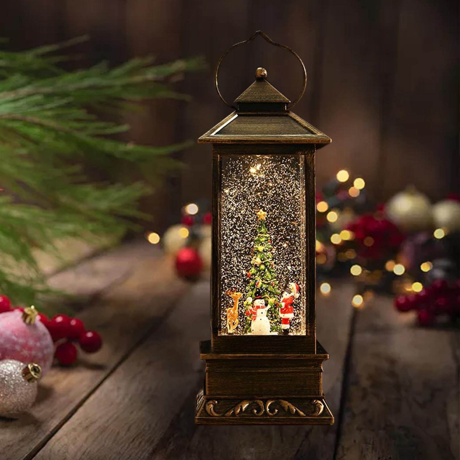 Glittering Christmas Music Box Lantern Rotating for Holiday Indoor Decor