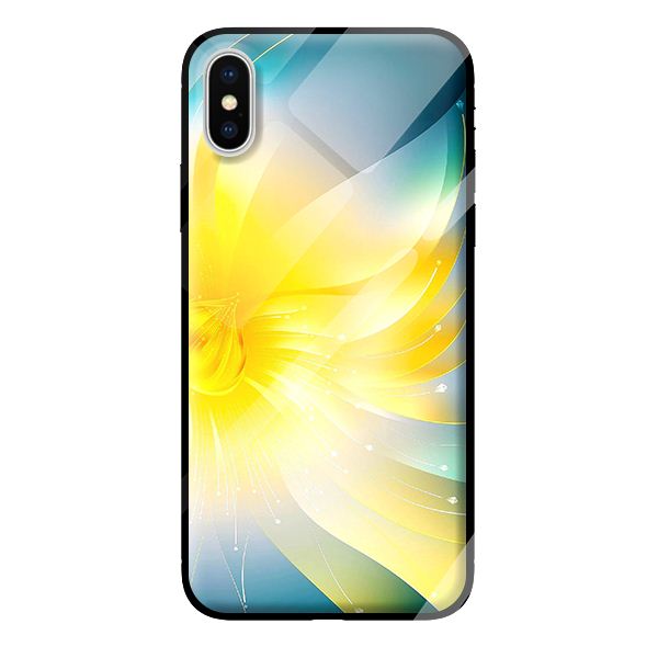 Ốp kính cường lực cho iPhone X mẫu NỀN VÀNG 1 - Hàng chính hãng