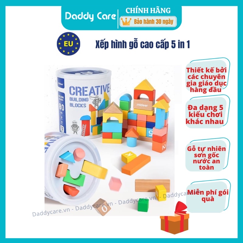 Đồ chơi gỗ thông minh Mideer Creative Building Blocks , Đồ chơi trí tuệ dành cho bé từ 1,2,3,4,5,6,7 tuổi