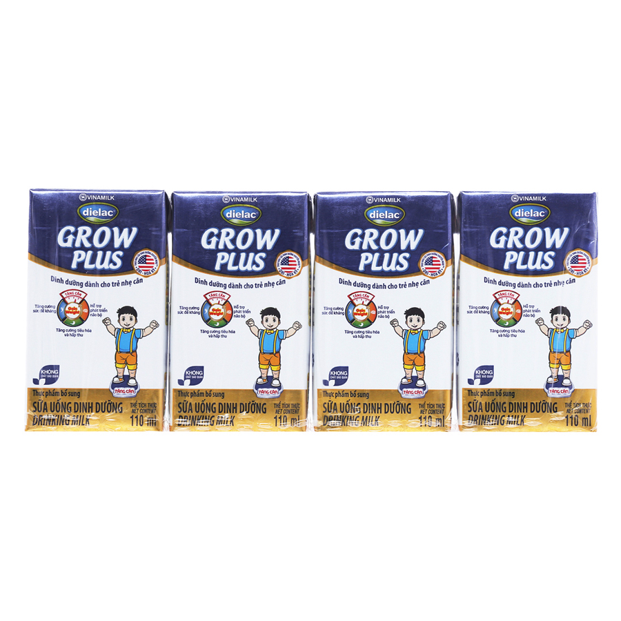 Thùng 48 Hộp Sữa Bột Pha Sẵn Vinamilk Dielac Grow Plus - Xanh 110ml