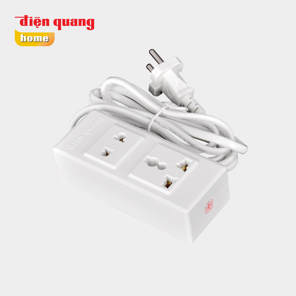 Ổ cắm Điện Quang ĐQ 001A-02 ( 2 lỗ ) dây dài 5 mét