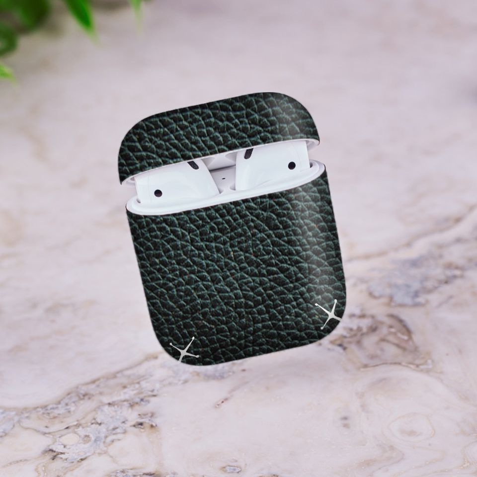 Miếng dán skin chống bẩn cho tai nghe AirPods in hình Vân Da - Da015 (bản không dây 1 và 2