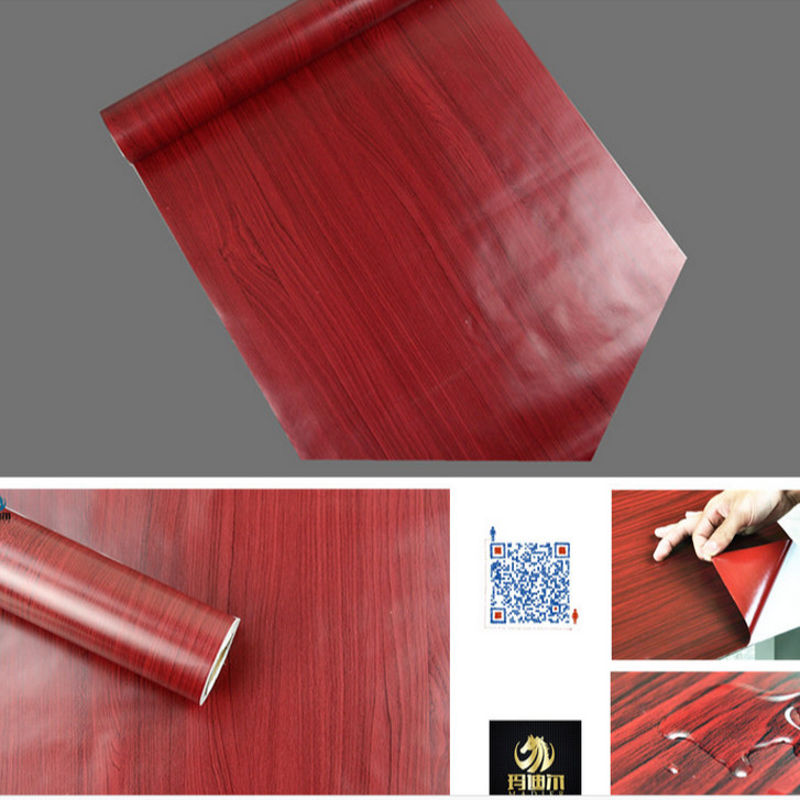 Cuộn 5m Decal Giấy Dán Tường VÁN NÂU ĐỎ