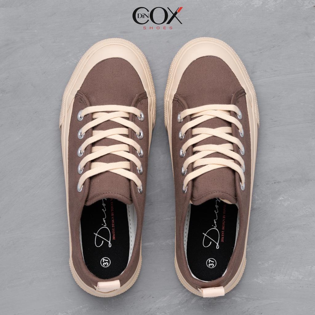 Giày Sneaker Vải Canvas Unisex Cao Cấp DINCOX C20 Chocolate Sang Trọng Tinh Tế Đơn Giản - 41
