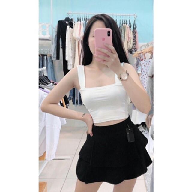 Áo thun nữ croptop 2 dây bản to, hàng đẹp vải dày giãn