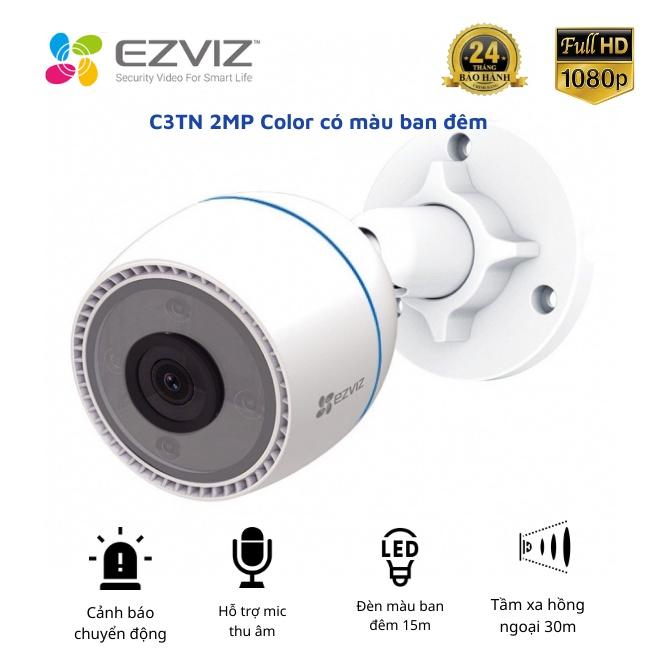 Camera Wifi Ezviz C3TN 2MP color đàm thoại 02 chiều, ngoài trời chống nước, có màu ban đêm, hình ảnh rõ Full HD - Hàng Chính Hãng