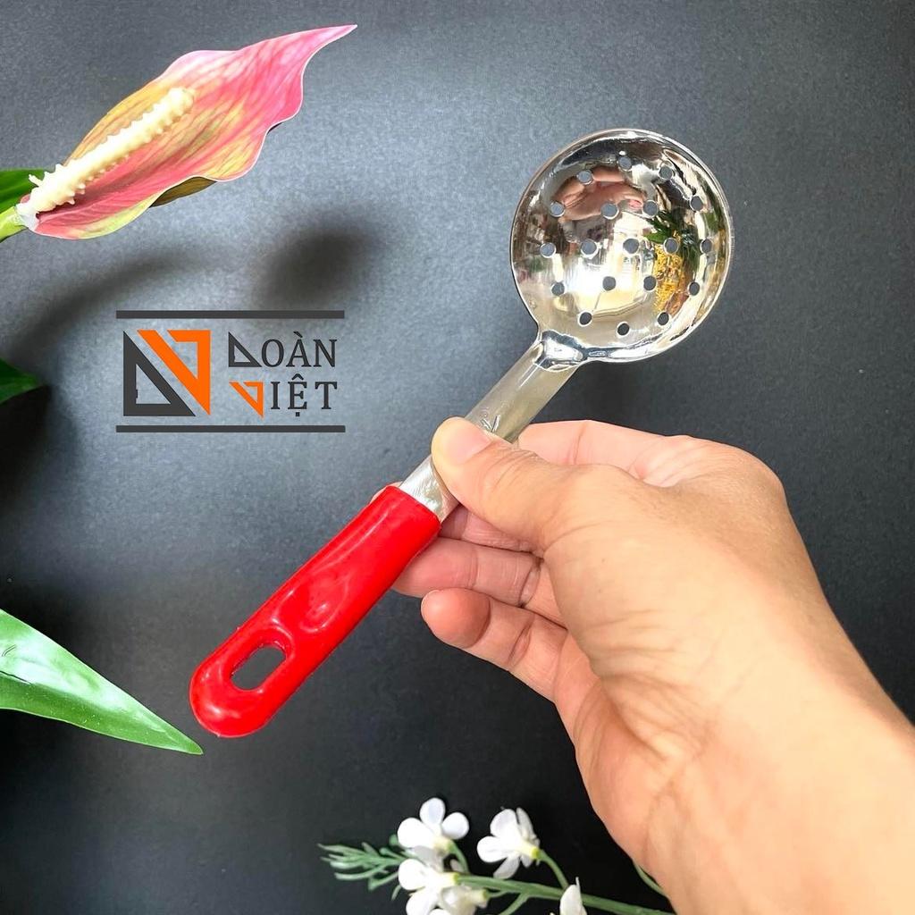 Muỗng Vá múc thạch, trân châu - Inox dày không rỉ , cán nhựa màu đỏ