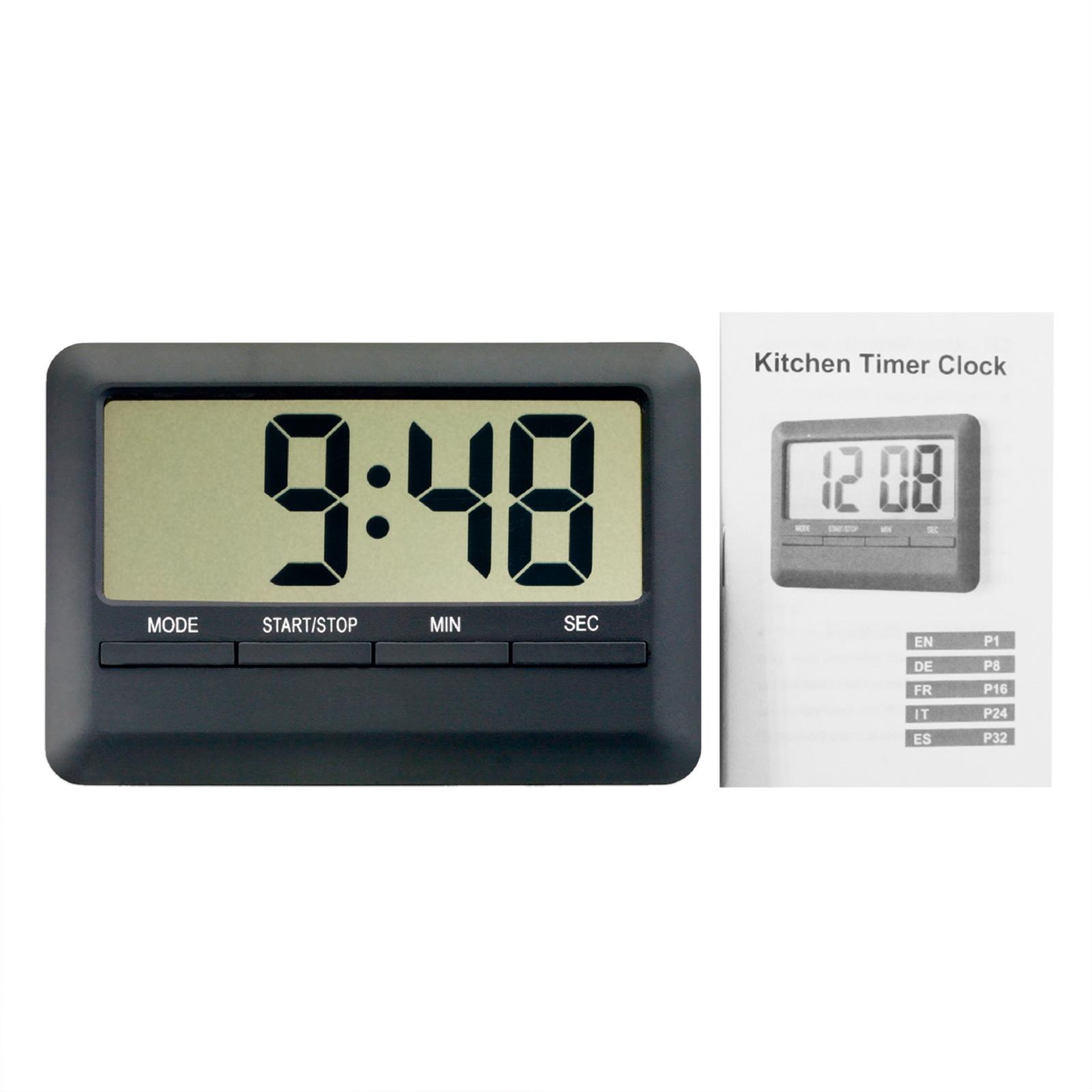 LCD Digital Alarm Clock Timer Large Time Manual Countdown for Cooking Shower Study Stopwatch Kitchen Magnetic Electronic Clock