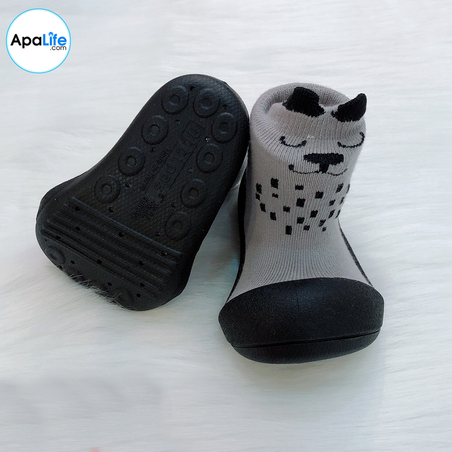 Attipas Cutie Gray AT002 - Giày tập đi cho bé trai /bé gái từ 3 - 24 tháng nhập Hàn Quốc: đế mềm, êm chân &amp; chống trượt