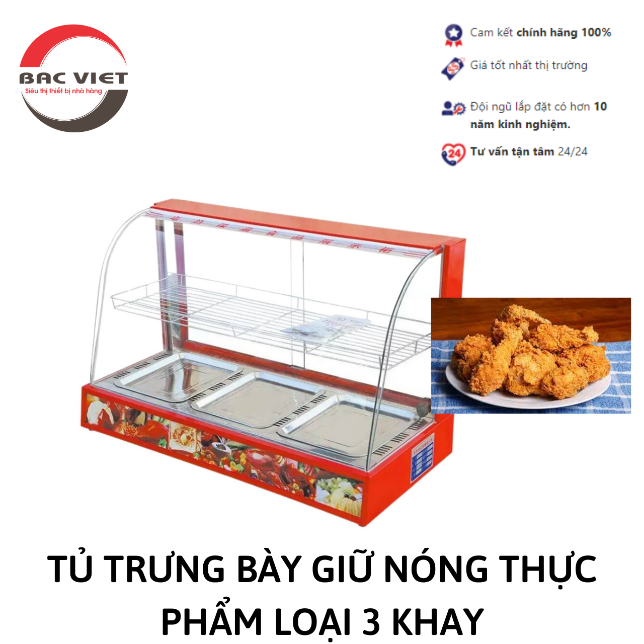 TỦ TRƯNG BÀY HÂM NÓNG THỰC PHẨM KFC [3 KHAY] BẢO QUẢN GÀ RÁN