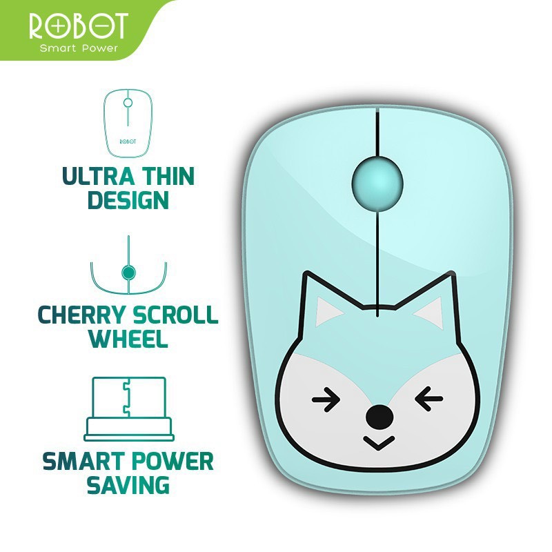 Chuột Quang Không Dây 2.4GHz ROBOT M220 Khoảng Cách Tín Hiệu 20m Công Nghệ Cảm Biến Quang Học 1600DPI - Hàng Chính Hãng