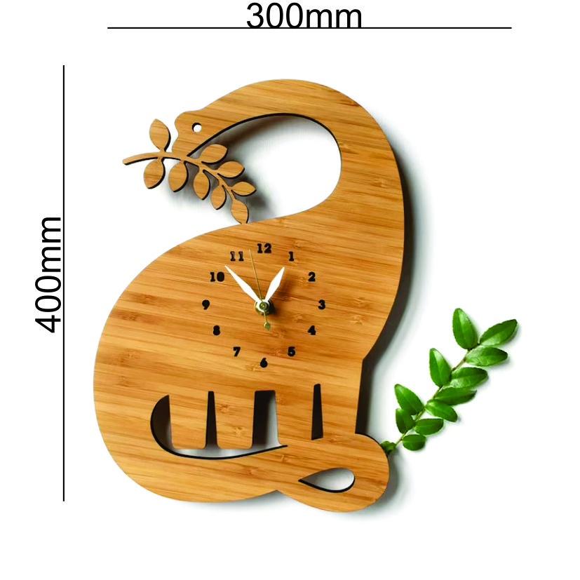 Đồng hồ gỗ khủng long treo tường cute giá rẻ KLED