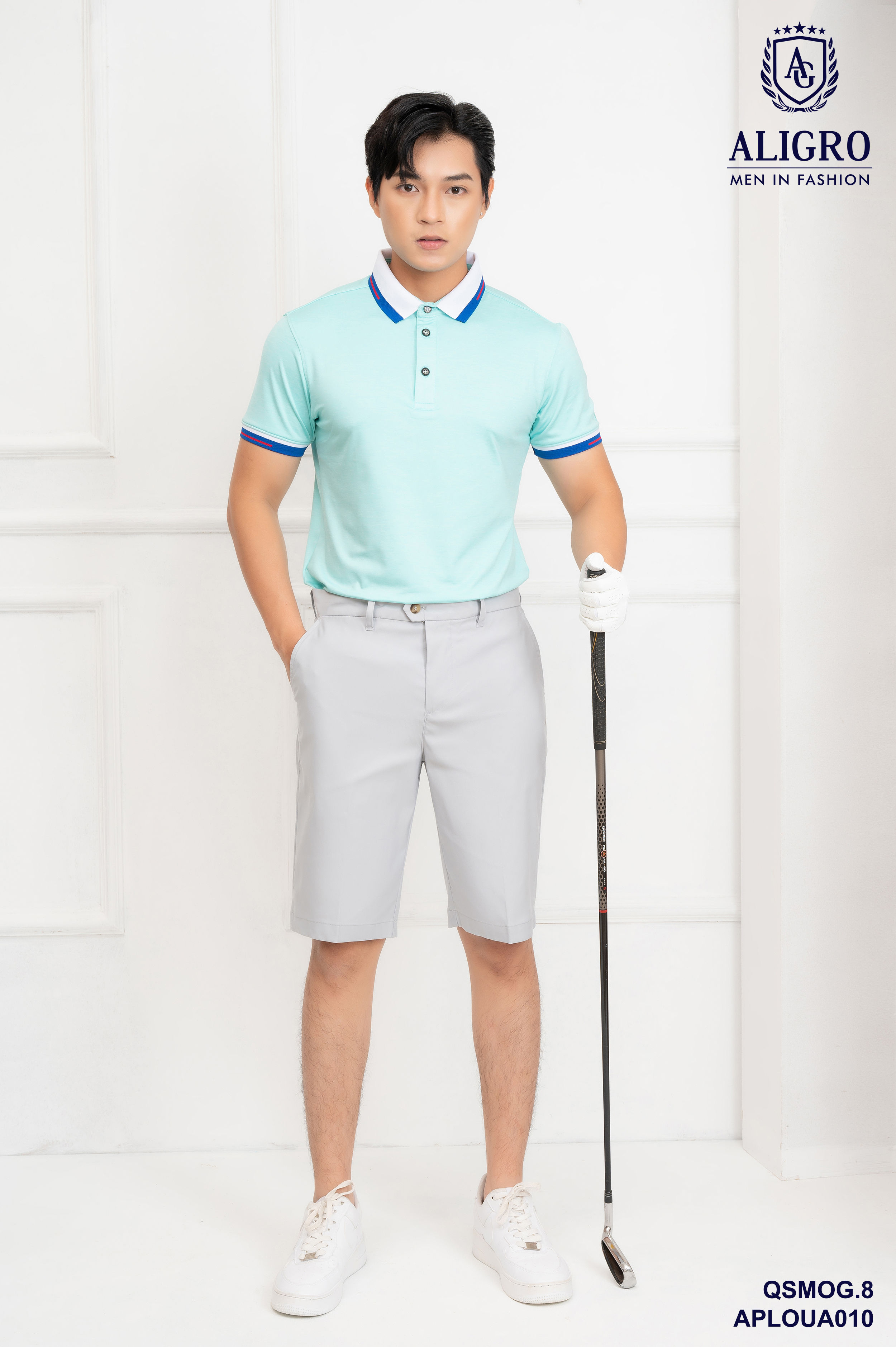 Quần short golf nam ALIGRO nhiều màu chất vải co giãn chống nhăn cực tốt, thoáng khí, thấm hút tốt QSMOG.8