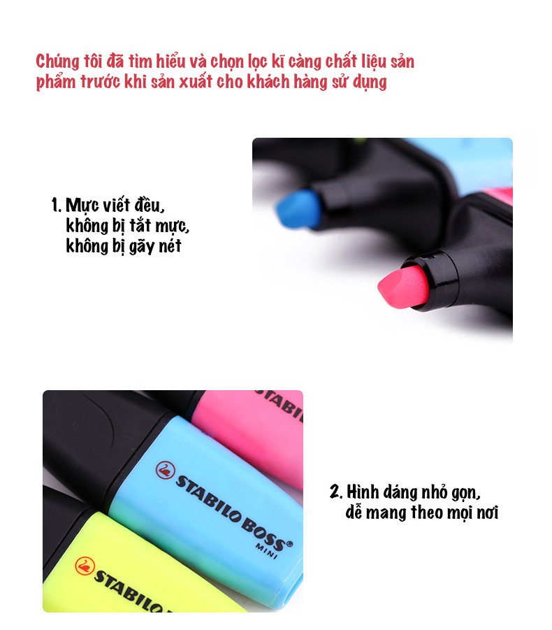 Combo bút dạ quang STABILO BOSS MINI 07