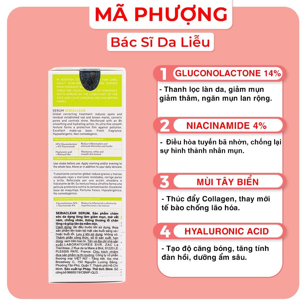 SERUM Giảm Mụn Làm Mờ Thâm Sạm Và Mềm Mịn Da SVR Sebiaclear Serum 30ml