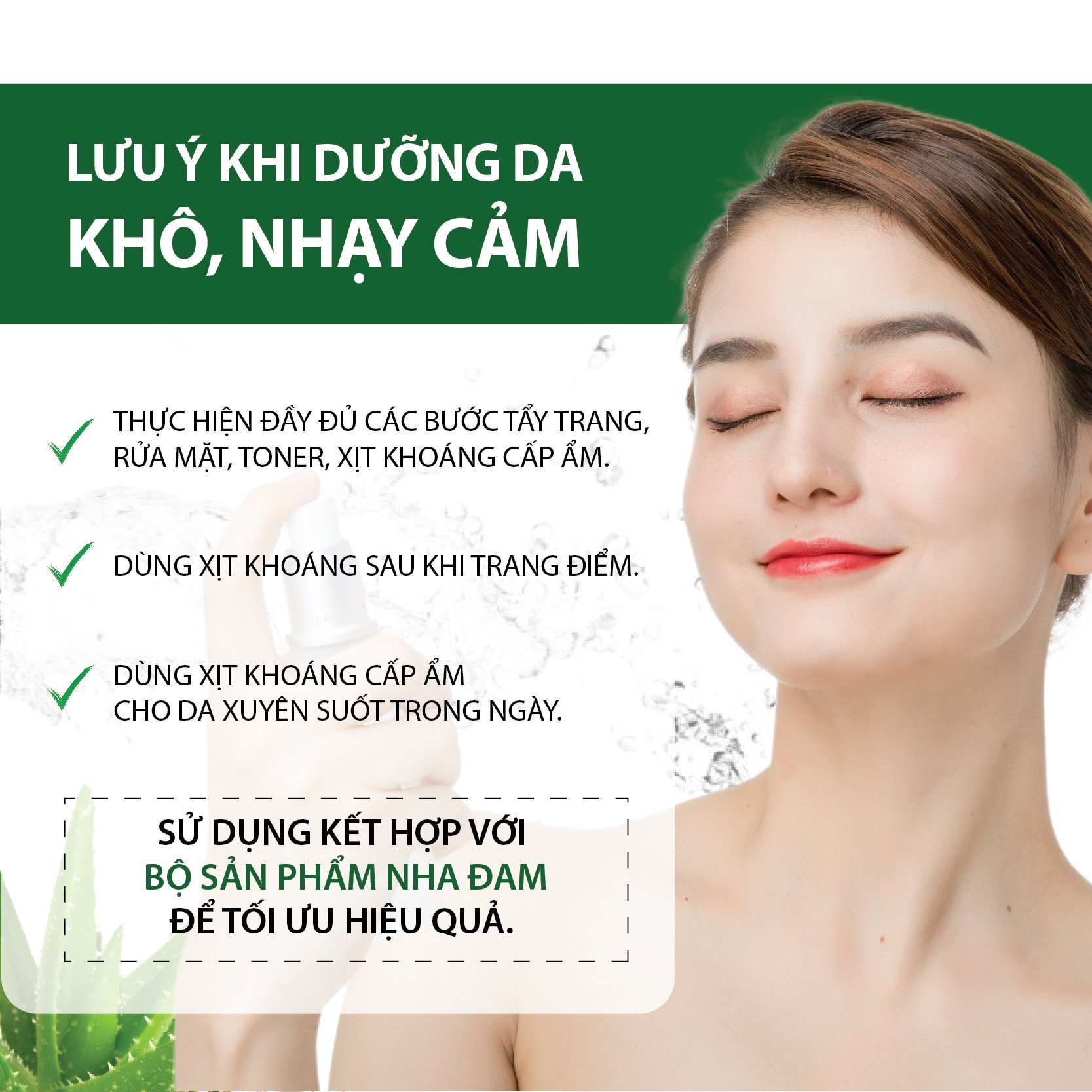 Xịt Khoáng Nha Đam Cấp Nước Tức Thì, Làm Dịu Da &amp; Cân Bằng Độ Ẩm MILAGANICS 100ml (Chai)