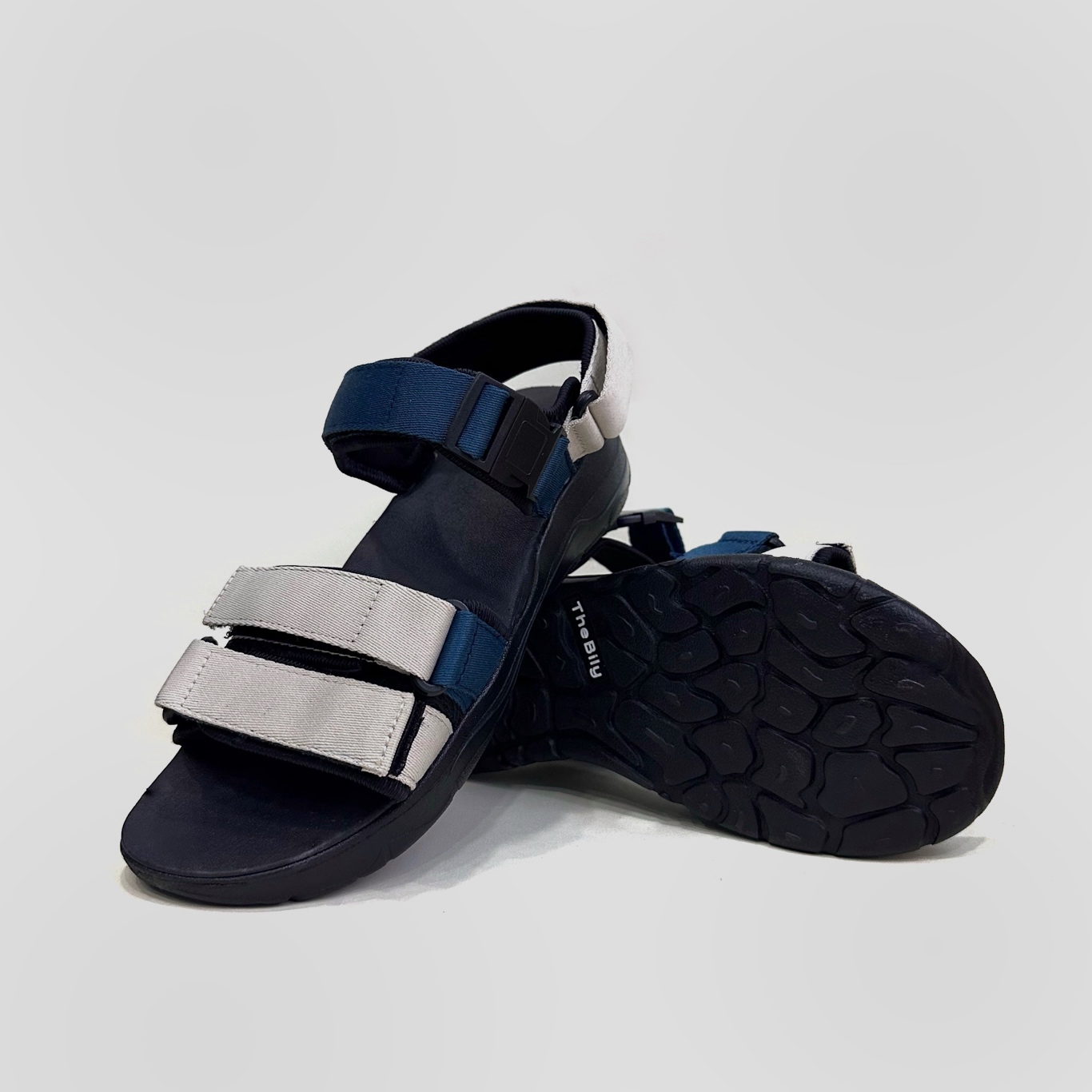 Giày Sandal Nam Nữ Unisex The BiLy Quai Ngang Dây Dù Đế IP Siêu Êm Nhẹ Màu Xanh Trắng-BL05