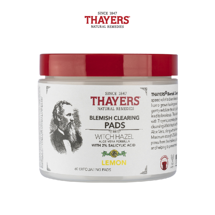 Bông tẩm nước hoa hồng không cồn Thayers BHA thuộc bộ sản phẩm Thayers Blemish Clearing - Hương chanh 60 miếng