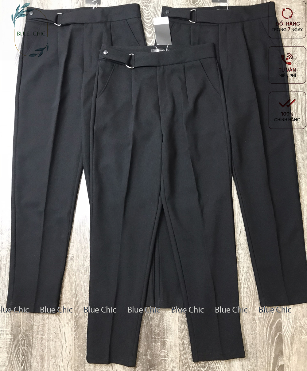 Quần baggy nữ Blue Chic cạp cao khuyên chữ D chất vải Vitex đồ công sở cao cấp form dáng chuẩn