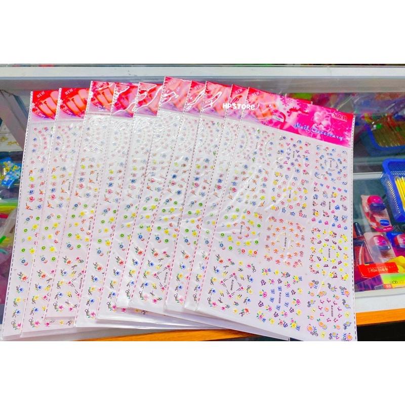 Dán Móng Tay 3D Nail Sticker Các Hoa Văn Xinh Xắn Màu Sắc Tươi, Dán Dính Chắc Chắn Hàng Đẹp