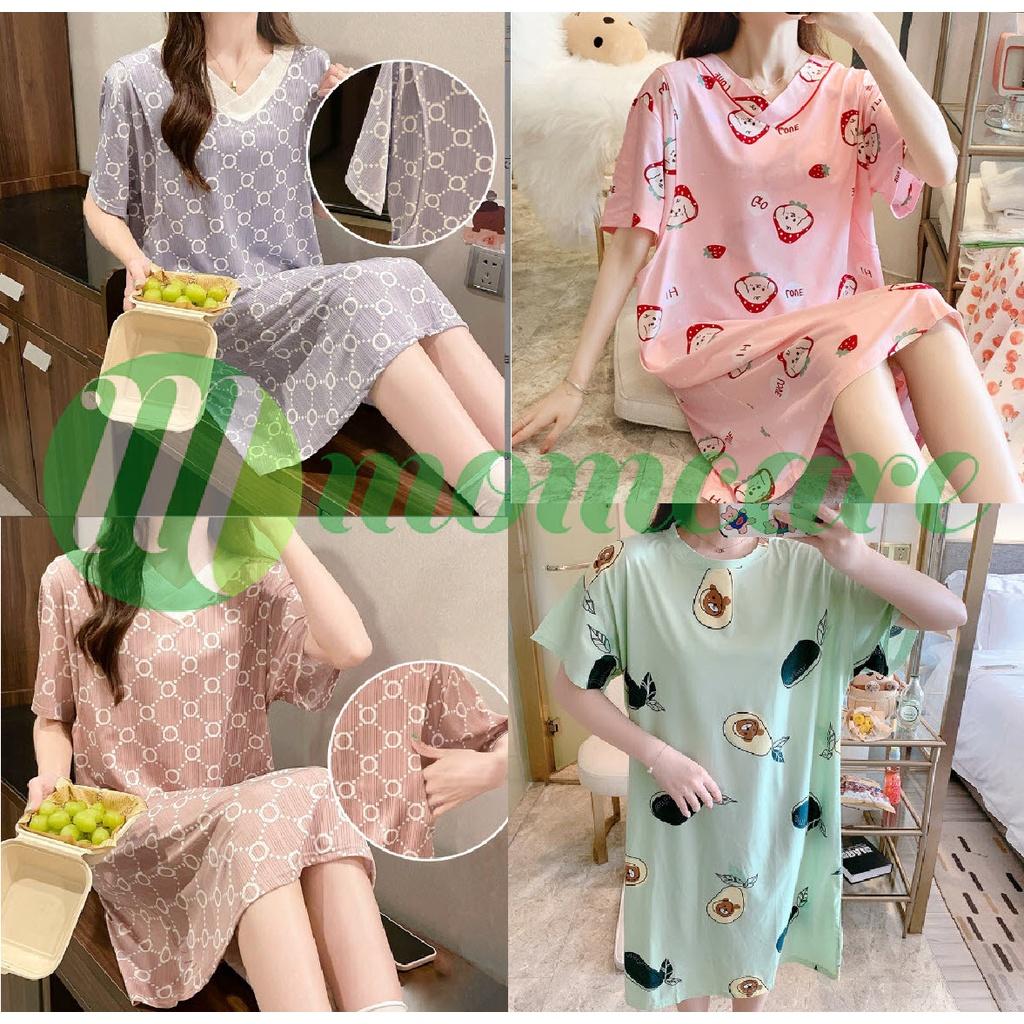 Váy ngủ bầu và sau sinh cho con bú ti SLEEPY - Đồ đầm mặc nhà Cotton cho mẹ thời trang mùa hè Đẹp Giá Rẻ Bigsize 2023