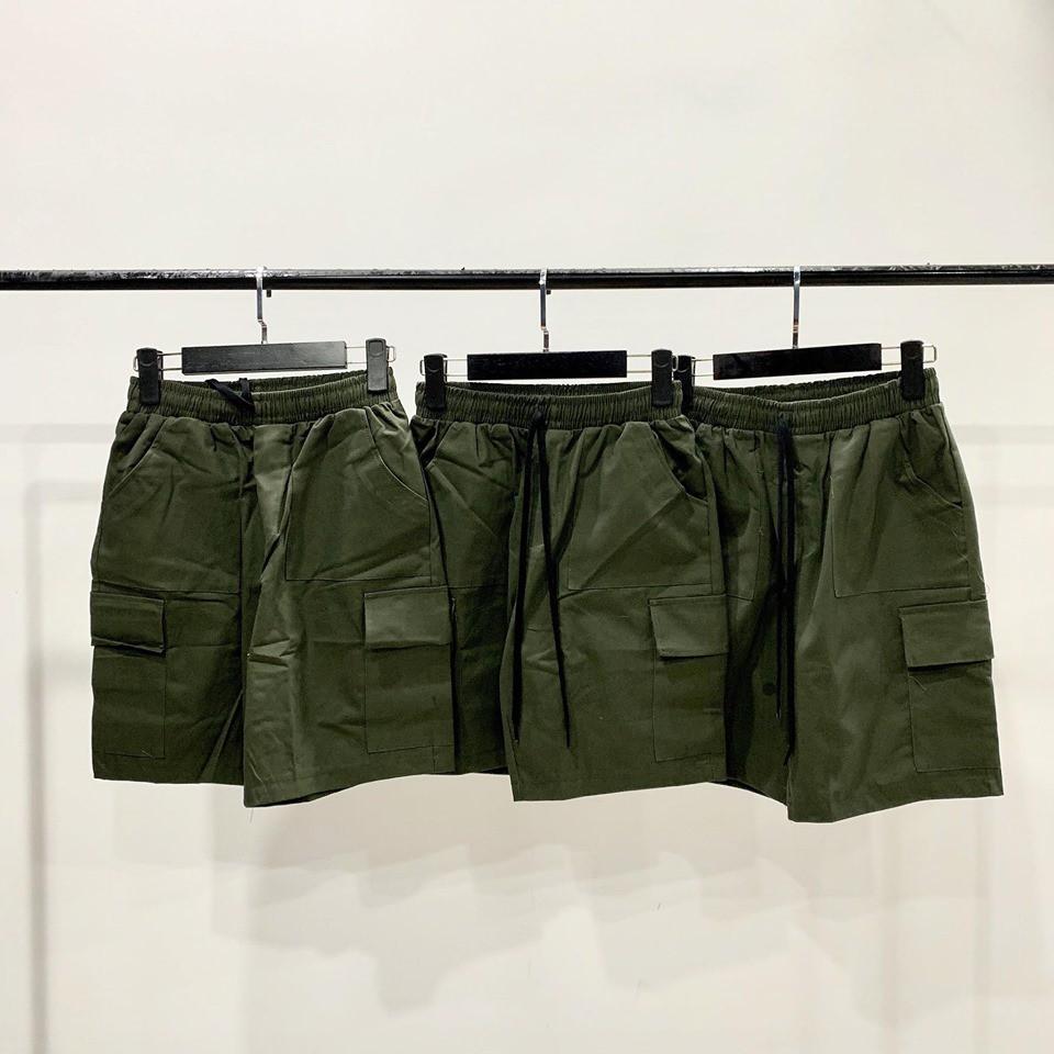 Quần short túi hộp kaki thun nam nữ