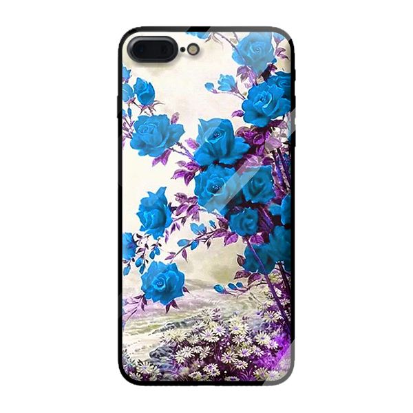 Ốp kính cường lực cho iPhone 8 Plus mẫu HOA HỒNG XANH 1 - Hàng chính hãng