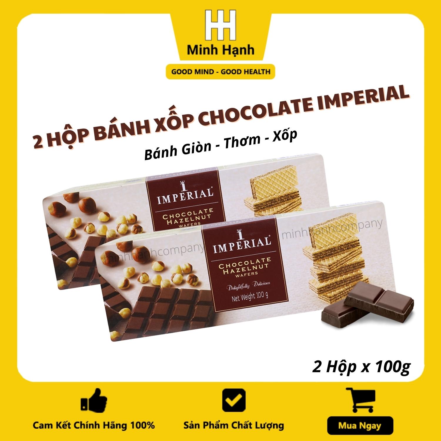 Combo 2 Hộp Bánh Xốp Nhân Kem Sôcôla Imperial Chính Hãng (100gr x 2 Hộp), Nhập Khẩu Thái Lan, Bánh Xốp Giòn Hấp Dẫn, Ăn Tiếp Thêm Năng Lượng Làm Việc Hoặc Ăn Kèm Trong Buổi Liên Hoan, Sinh Nhật